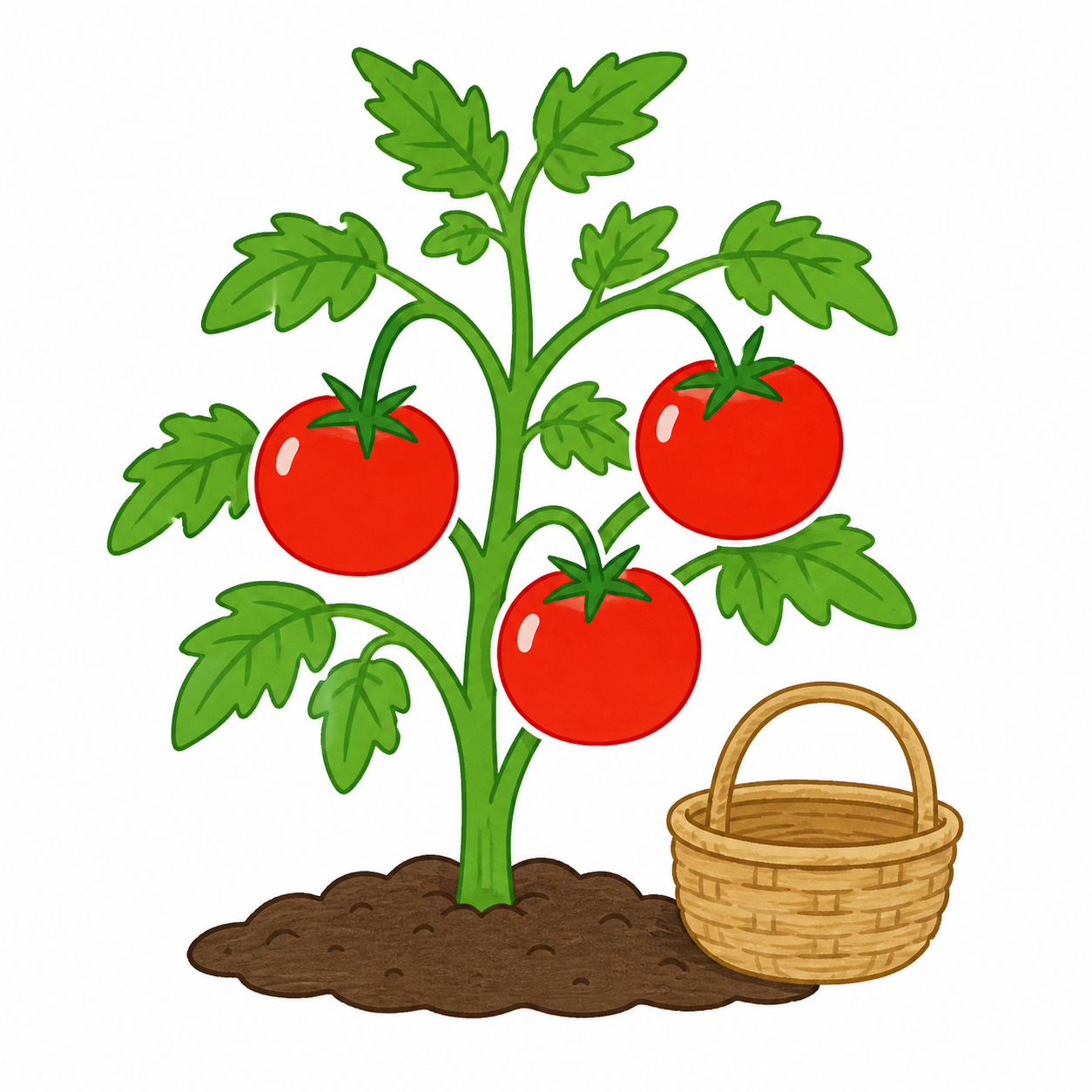 トマトの収穫のイラスト