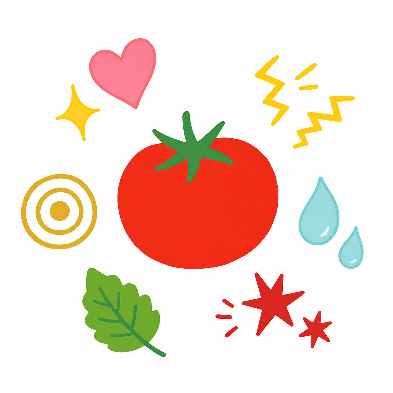 5つの味を表すトマトのイラスト